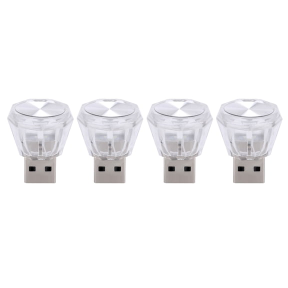 4Pcs Small Car LED Ambient Lamp Car Cigarettes Lighter USB Atmosphere Light