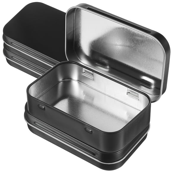 4Pcs Small Metal Tin Boxes Portable Mini Storage Case with Hinged Lid for Coins Money Sweets Keys