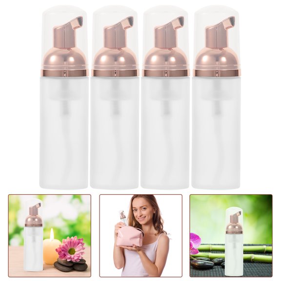 4Pcs Small Foaming Bottles Golden Color Easy Squeeze Pressing Bubble Containers