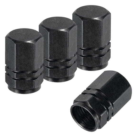 4Pcs Small Hexagonal Tire Air Valve Stem Cap Car Wheel Pressure Caps, Black