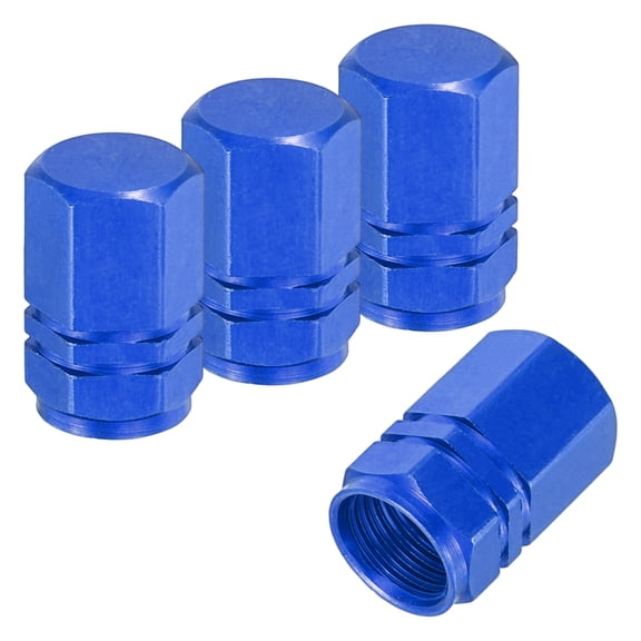4Pcs Small Hexagonal Tire Air Valve Stem Cap Car Wheel Pressure Caps, Blue
