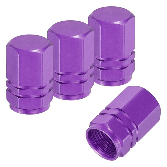 4Pcs Small Hexagonal Tire Air Valve Stem Cap Car Wheel Pressure Caps, Purple