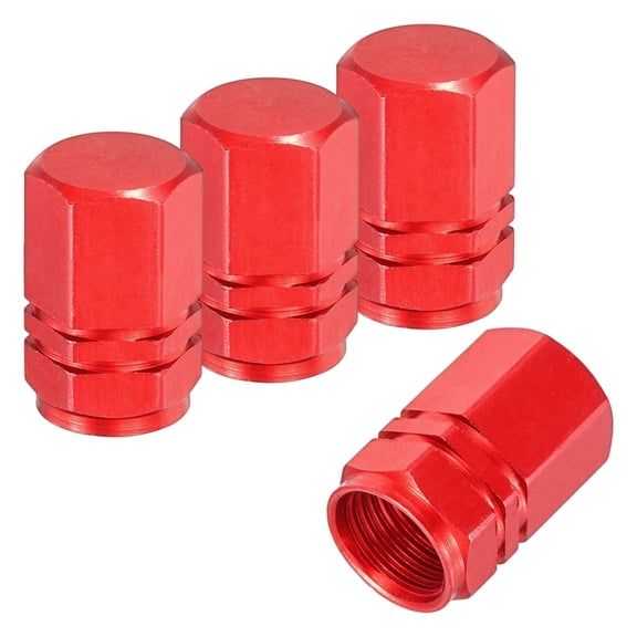 4Pcs Small Hexagonal Tire Air Valve Stem Cap Car Wheel Pressure Caps, Red