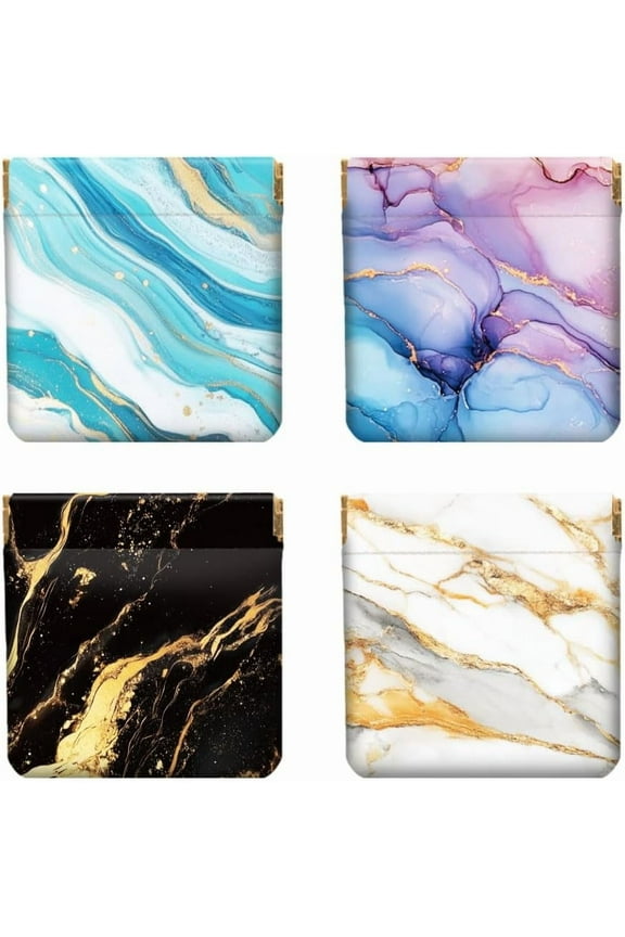 4Pcs Small Leather Squeeze Coin Purse for Women-Marble Patterns Pattern Waterproof & Durable Change Pouch Mini Money Wallet Best Gift for Adult Girls