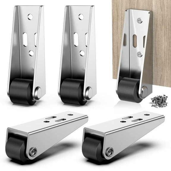 4Pcs Small Low Profile Casters Wheels, 0.9inch Silent TPE Long Frame Rigid Fixed Casters for Furniture, Room Door, Underbed Drawer, Storage Box, Cabinet, DIY Projects