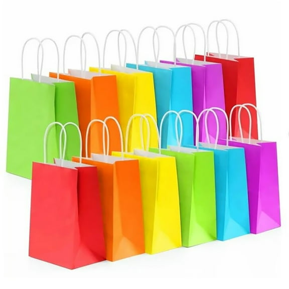 4Pcs Small Paper Gift Bags with Handles, Assorted Rainbow Colors Party Bags Kraft Paper Bags, Kraft Paper Party Favor Bag Bulk for Wedding Brithday Parties Walmart Pallets
