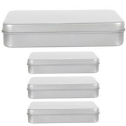 4Pcs Small Tin Box Metal Tins Container Rectangular Tins Box Portable Box Containers