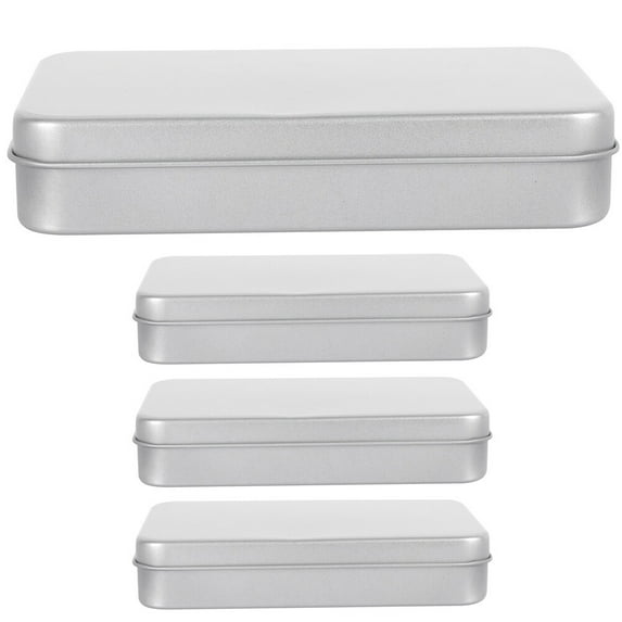 4Pcs Small Tin Box Metal Tins Container Rectangular Tins Box Portable Box Containers