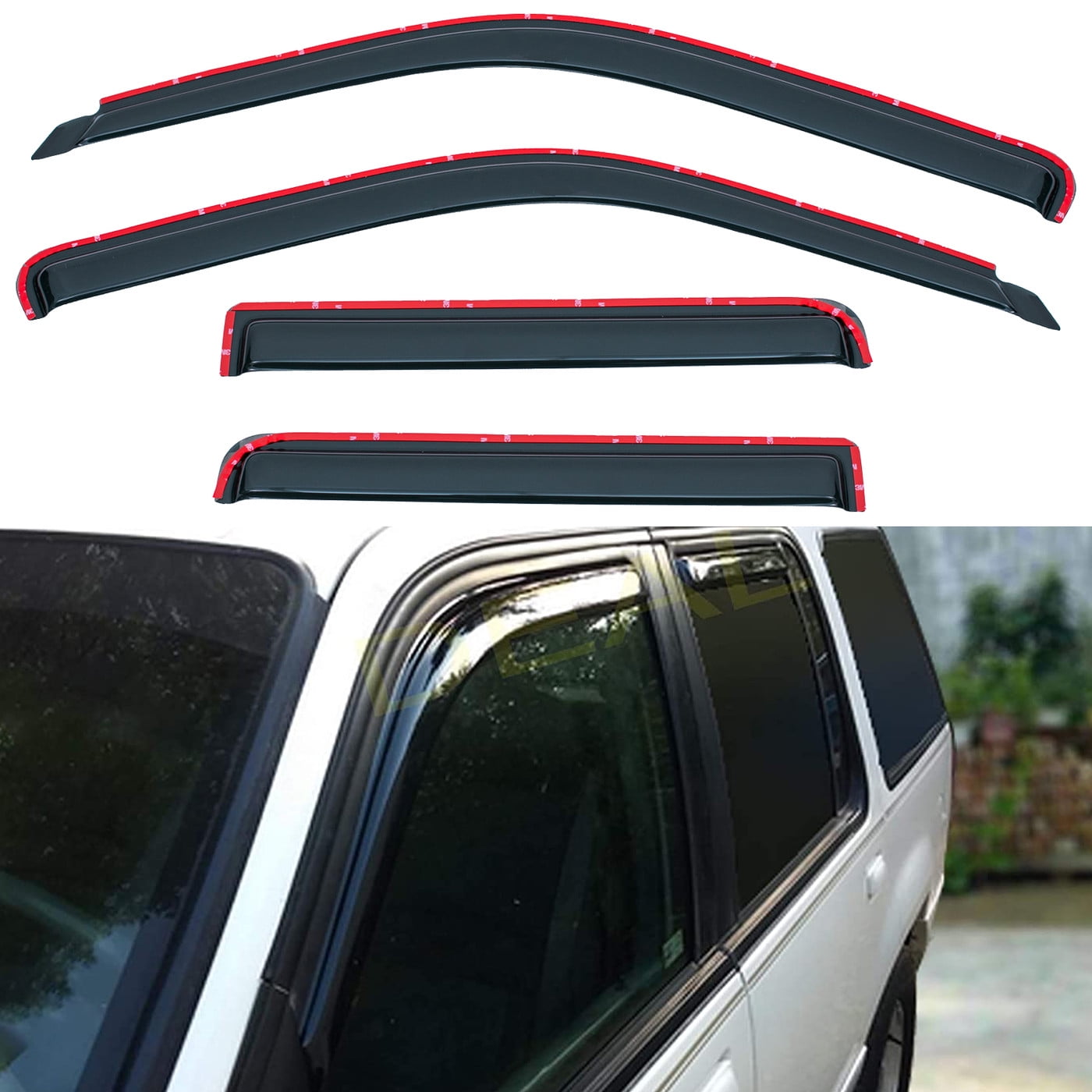 Magshion Tape-On Window Visors Smoke Tint For 91-01 Ford Explorer - Rain Deflectors