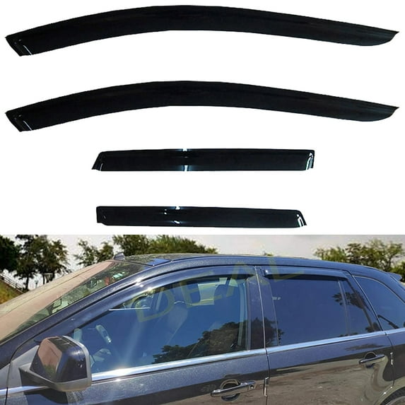 4Pcs Smoke Window Visor, Side Window Sun Rain Guard With Outside Mount Tape-On Type, Custom Compatible With For 2007-2014 Edge / 2007-2015 MKX