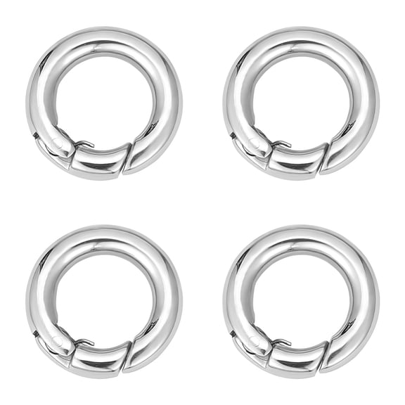 4Pcs Smooth 304 Stainless Steel Spring Gate Rings O Rings Snap Clasps Stainless Steel Color 9 Gauge 15x3mm