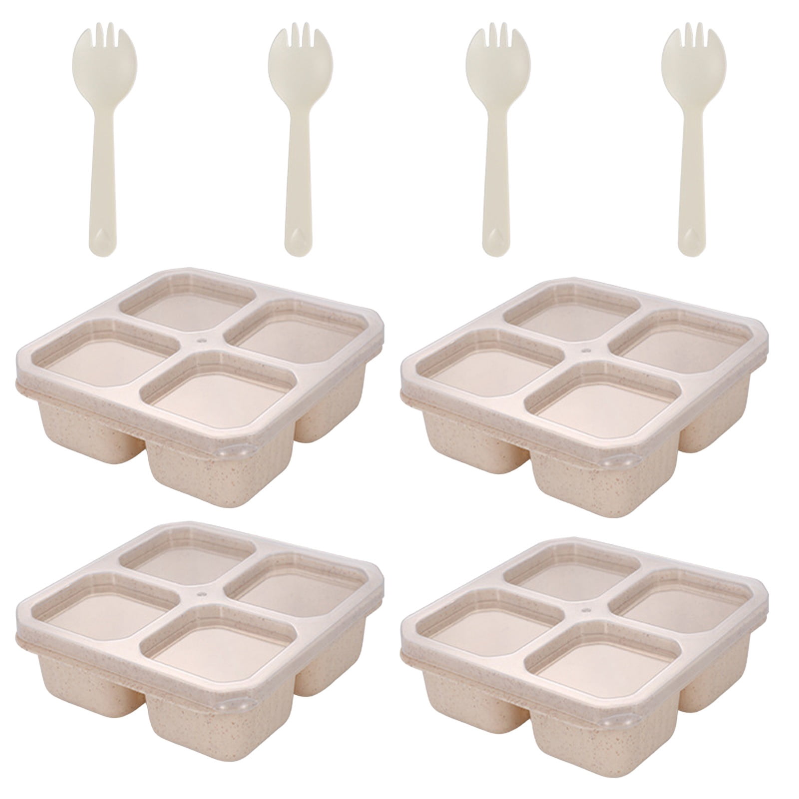 4Pcs Snack Box Containers Set, Reusable 4 Compartment Lunchable ...