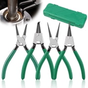 4Pcs Snap Ring Pliers Set 7 Inch Ergonomic Internal and External Spring Loaded Circlip Pliers Hand Tool with Straight Bent Jaw for DIY Repair