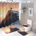 4Pcs Snow Mountain Shower Curtain Sets with Rugs, Toilet Lid Cover and