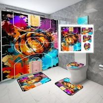 4Pcs Soccer Shower Curtain for Boys Bathroom Set - Boys Sports Shower Curtain Set with Bath Mat Toilet Lid Cover Football Shower Curtain with 12 Hooks Boys Bathroom Decor, 70" x 70"