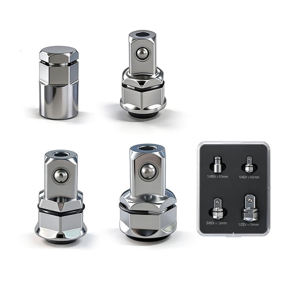 4Pcs Socket Conversion 1/2" 1/4" 3/8" Square Drive Adapters, Ratcheting Wrench to Square Drive Adapter