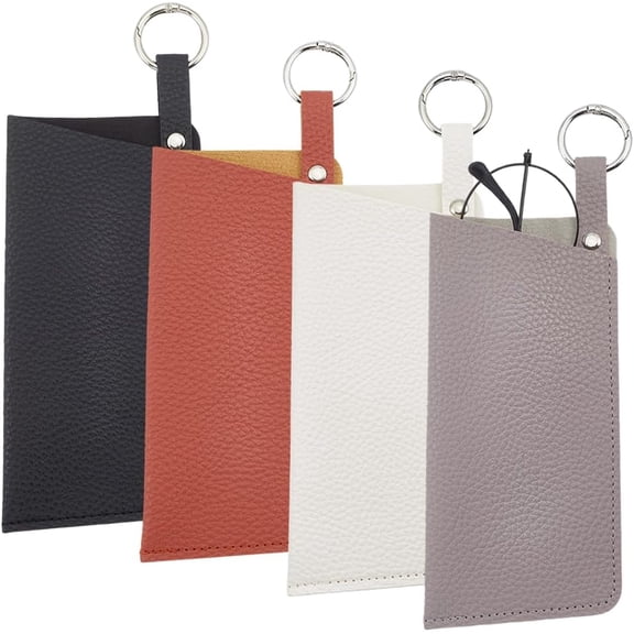 4Pcs Soft Glasses Cases Leather Eyeglass Cases Round-buckle Glasses Pouch Glasses Pouch Spectacle Sleeve Eyewear Scratches Portable