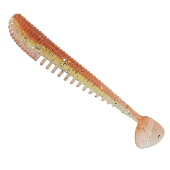4Pcs Soft Ribbed T-Tail Swimbaits with Extra Long Body, Optimized for Saltwater Bass Fishing, Bionic Movement for Enhanced Attraction, Coffee