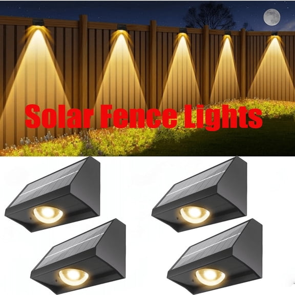4Pcs Solar Fence Lights Outdoor Waterproof High Brightness LED Spot Lens Deck Lights 7 Mode Warm & Cool White RGB Solar Powered Wall Lighting Decor For Outside Patio Step Backyard Railing Pool