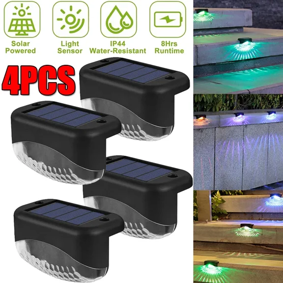 4Pcs Solar Led Rgb Deck Lights Outdoor Garden Patio Railing Decks Path Lighting