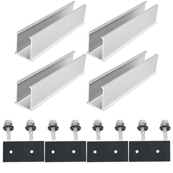 4Pcs Solar Modules Rail Brackets Aluminum Alloy Trapezoidal Sheet Flat Roof Pv Mounting Rail 20Cm Rail Length Solar Rails