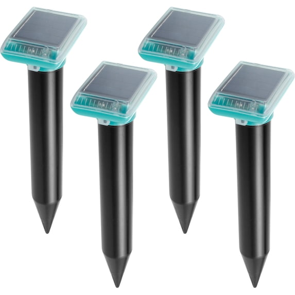 4Pcs Solar Mole Repeller Waterproof Ultrasonic Animal Mole Repellent Solar Powered Gopher Repeller Spike Outdoor Snake Rat Repeller for Farm Yard Lawn Garden