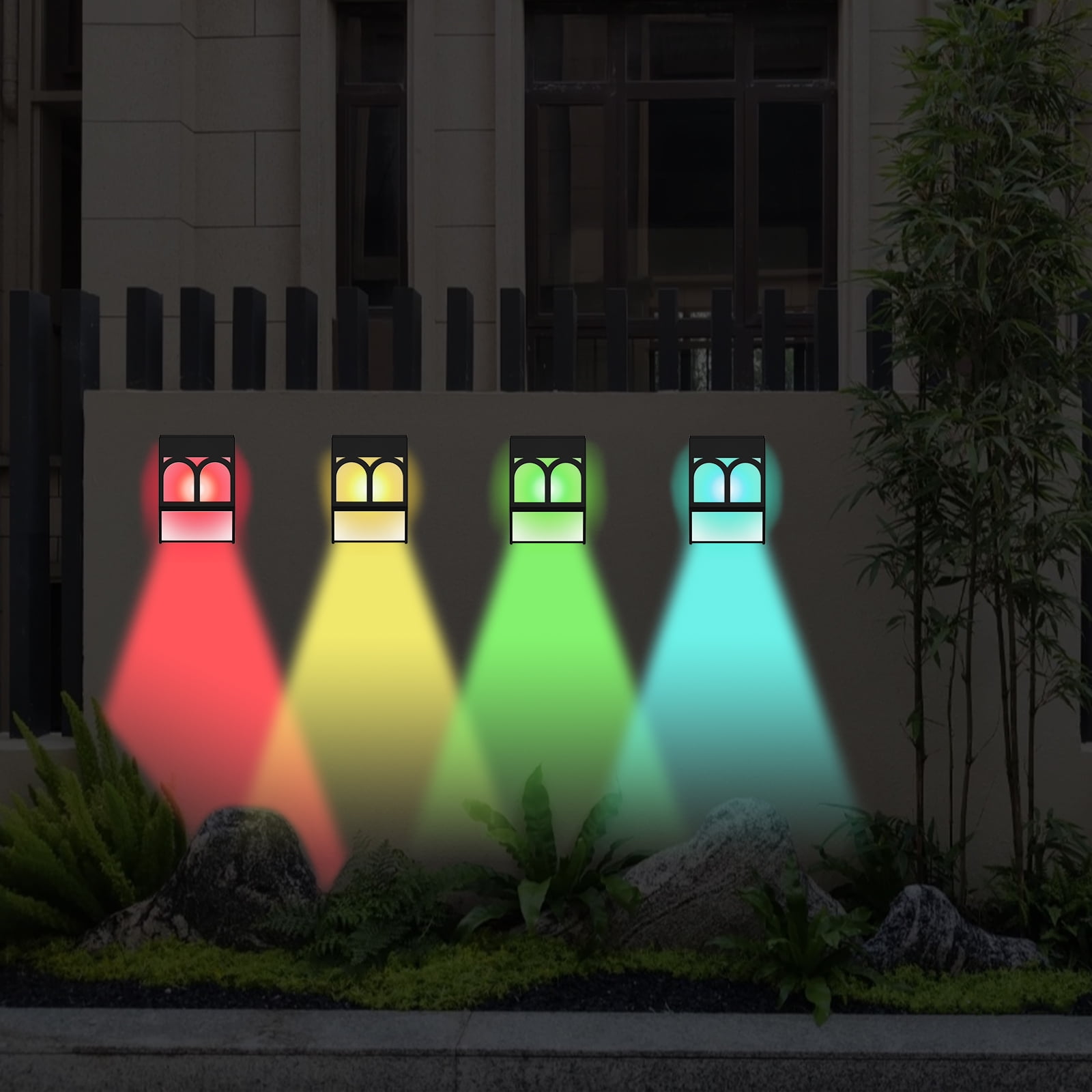 4Pcs Solar Wall Lights 2 Modes Solar Fence Lights IP65 Waterproof Solar