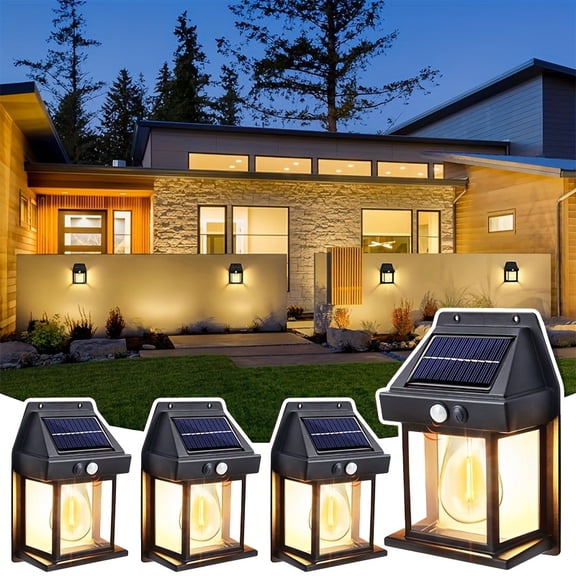 4Pcs Solar Wall Lights with Motion Sensor, Dusk to Dawn, 3 Modes, Waterproof Solar Outdoor Lights, Easy Installation for Garden, Patio, Yard, Gate, Door, Fence