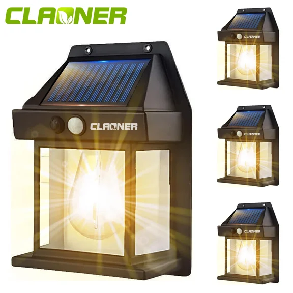 4Pcs Solar Wall Lights Outdoor Dusk to Dawn Porch Light PIR Motion Sensor Garden Lamp