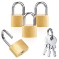 thumbnail image 1 of 4Pcs Solid Brass Padlocks,Happon 20mm/0.79in Small Lock Shackle with 12 Pcs Keys Waterproof Storage Lock Mini Keyed Padlocks for Luggage Locker Sheds Warehouse Garage Hasp Storage Outdoors Fence, 1 of 7