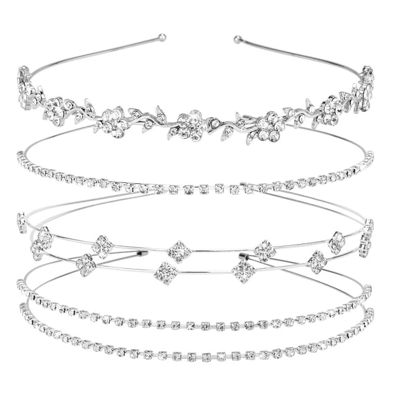 4Pcs Sparkling Rhinestones Bridal Headbands Silver Glitters Hair Accessories for Wedding Party Women Girls