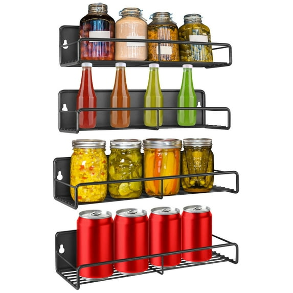 4Pcs Spice Rack Organizer Fridge Storage Shelf Holder for Jar Seasoning Tin Utensil