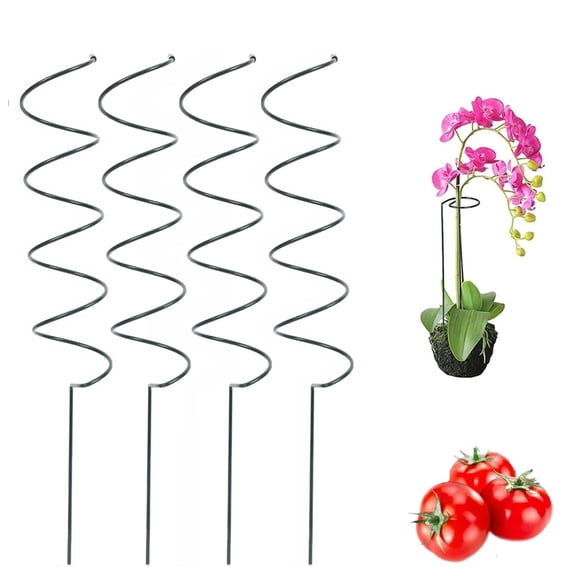 4Pcs Spiral Tomato Stakes, 15.7" Twisted Garden Stakes for Plant Support, Tomato Wire Twist Cage & Climbing Plant Stake Tower Plant Supports for Cucumbers, Peas and Green Beans