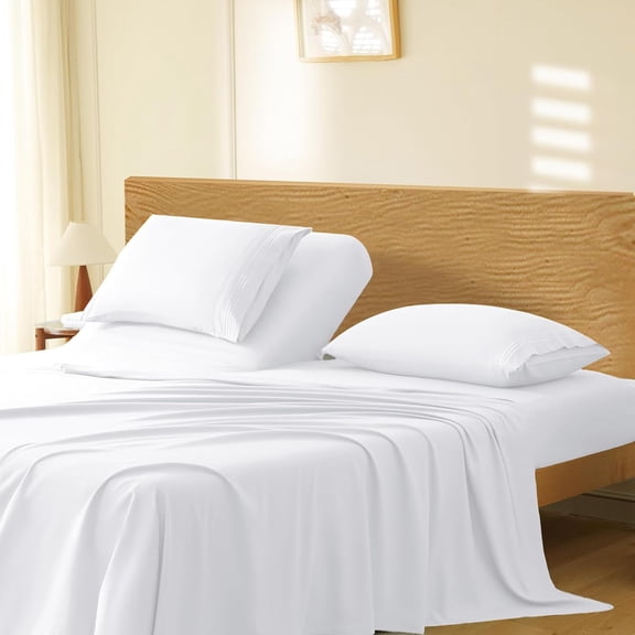 4Pcs Split Top King Size Sheets Sets for Adjustable Bed - 100% Microfiber 18" Inch Deep Pocket 32" Top Split Head Sheets - White Solid