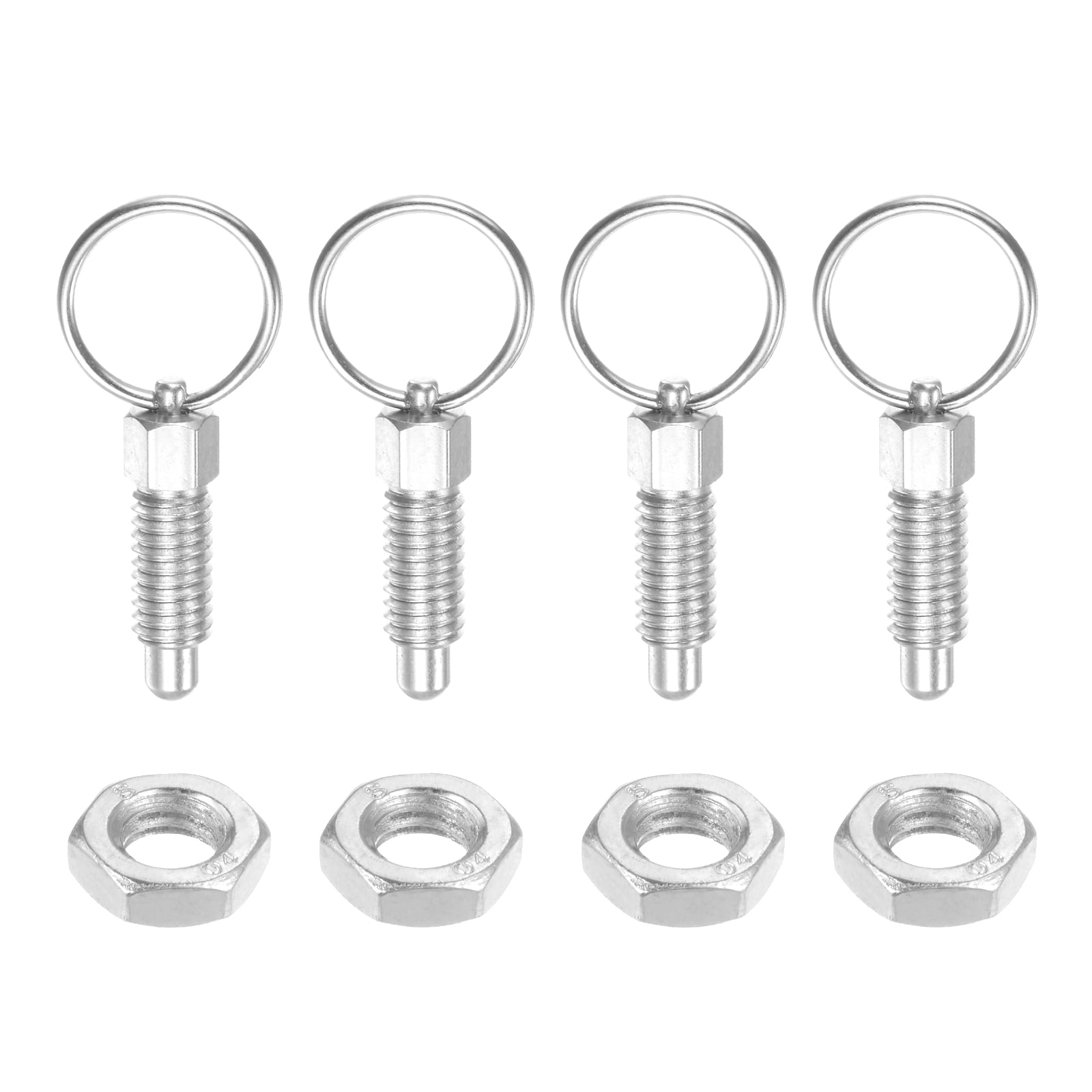 4Pcs Spring Plunger 1/4" 20 Thread Size with Pull Ring Round Head