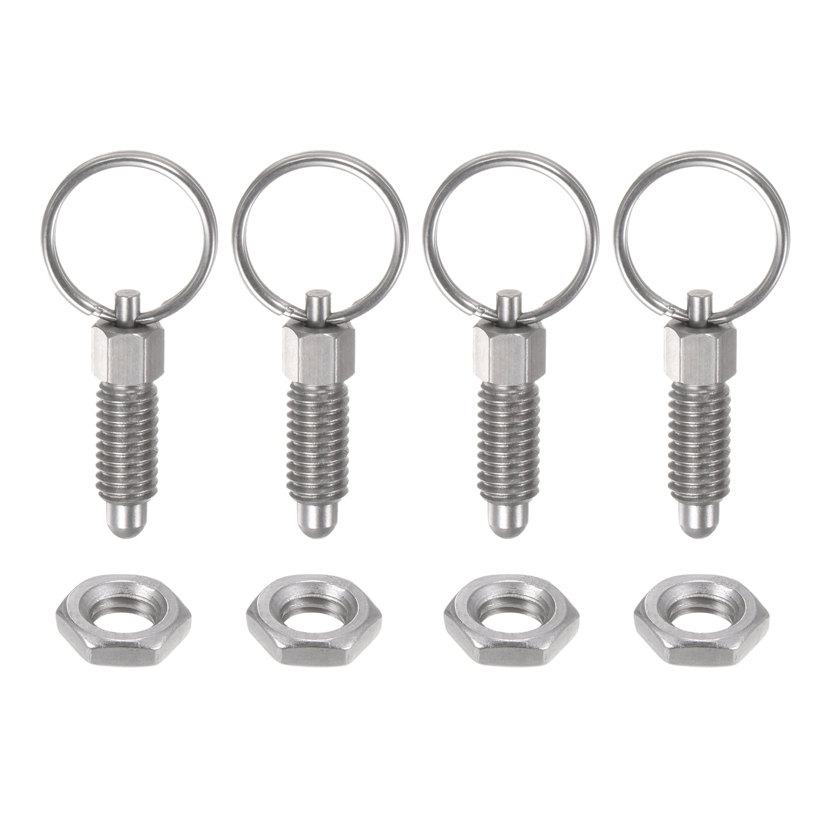 4Pcs Spring Plunger 1/4" 20 Thread Size with Pull Ring Round Head