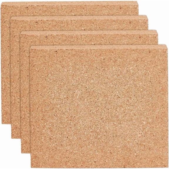 4Pcs Square Bulletin Boards 5.9x5.9 Inch Non Self-Adhesive Wood Cork Board 0.6 Inch Thick Square Message Wood Sheet Decorative Display Boards for Wall Decoration Party DIY Crafts Supplies BurlyWood