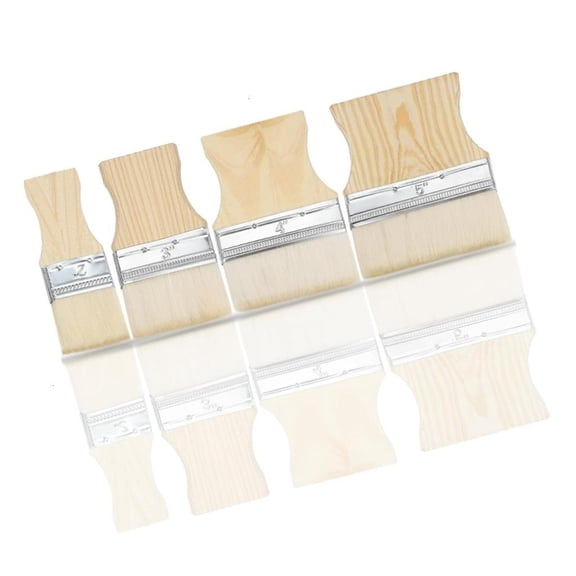 4Pcs Square Flat Painting Brushes Wood Handle Painting Tool for Even Application