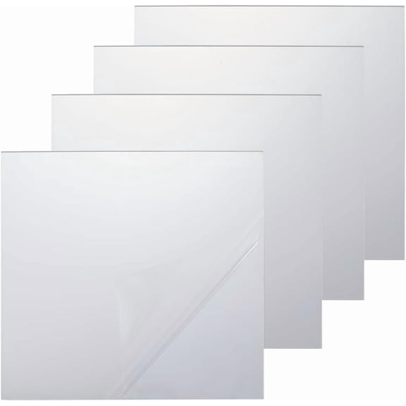 4Pcs Square Mirror Stickers Acrylic Mirror Wall Sticker Gray Self Adhesive Removable Decorative Tiles Decal Sheets Setting for Bathroom Living Room Bedroom Decor DIY Crafts 5.9 x 5.9 Inch