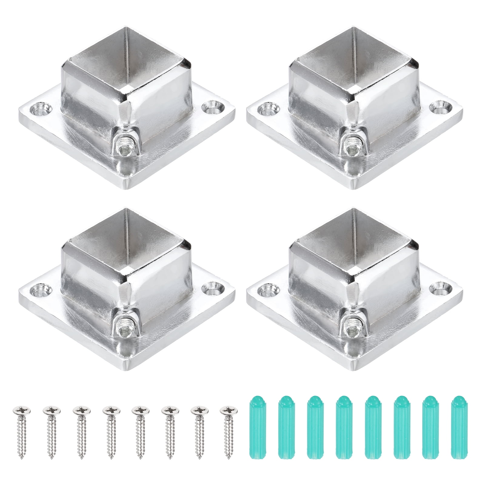 4Pcs Square Post Base, 3-5mmT Aluminum Alloy Flange Bases Deck Post ...