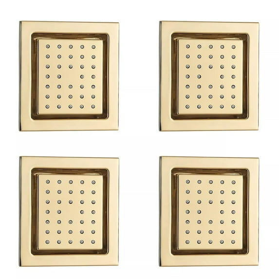 4Pcs Square Shower Message Body Spray Brass Concealed Installation