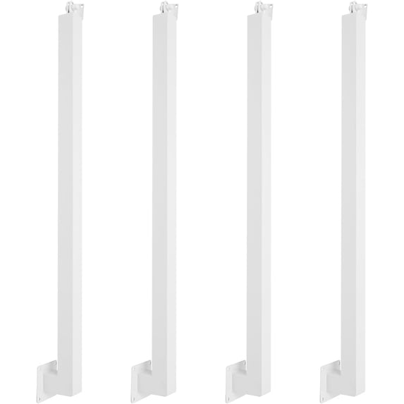 4Pcs Square Stair Baluster Posts, Metal Stair Post with Adjustable Top Plate Drilled Railing Spindles with Flat Base Decorative Railing Posts Kits for Stairs Porch Handrails (White, 35.43" H)