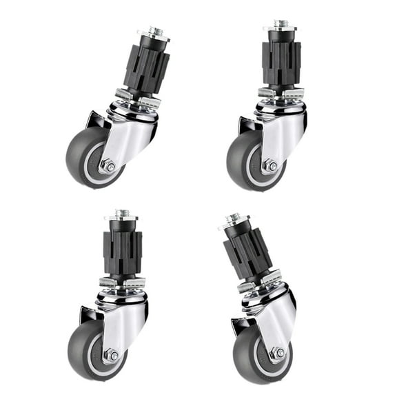 4Pcs Square Tube Wheel Quiet Brake Caster Rubber Wheel Easy to Installation