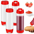 thumbnail image 1 of 4Pcs Squeeze Bottles Refillable 20 Oz,Inverted Plastic Tip Large Valve Dispenser Condiment Bottle, 1 of 4