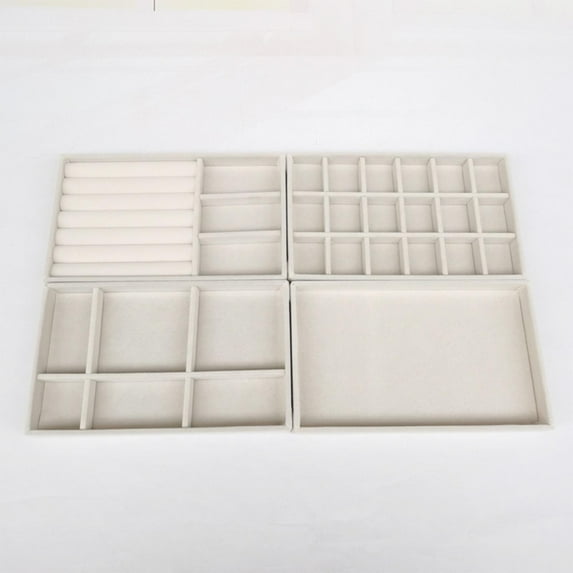 4Pcs Stackable Jewelry Trays Organizer Drawer Inserts for Storage Bracelet Beige