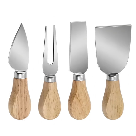 4Pcs Stainless Steel Cheese Knife Set, Multipurpose Butter Spreader with Fork and Cutter, Durable Kitchen Serving Tool for Cheese Board Home Dining