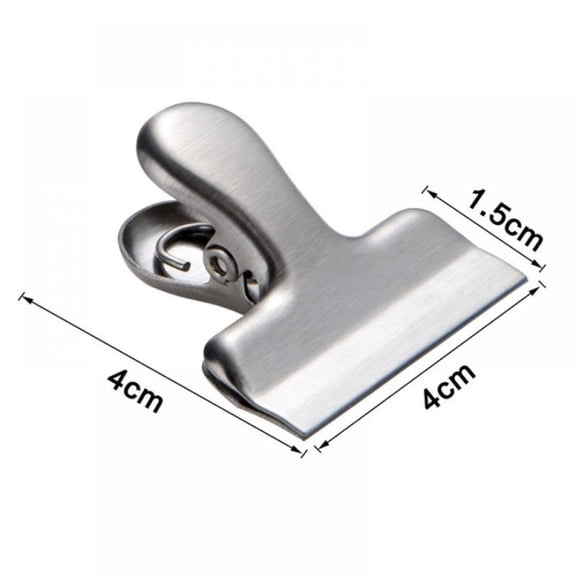 4Pcs Stainless Steel Chip Clips, Chip Bag Clips Heavy Duty Food Clips Round Edge Air Tight Seal Grip for Office Kitchen Home Usage Storage