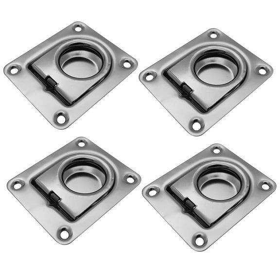 4Pcs Stainless Steel Flush Mount D-Rings For Boats Trailers Trucks Floor Mount
