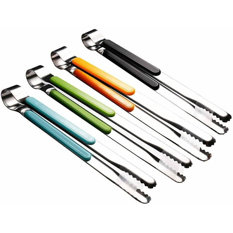 Denvdency 4pcs Stainless Steel Kitchen Tongs, Serving Tongs for Cooking, 10 inch Metal Food Tongs with Non-Slip Comfort Grip, Non-Stick Cooking Tongs High Heat