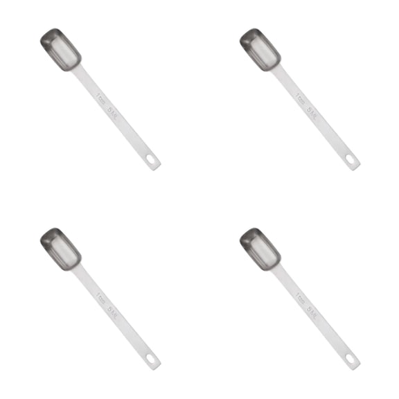 4Pcs Stainless Steel Measuring Spoons, 1 Tsp 5mL Long Handle Measuring Scoops, Precision Kitchen Utensils for Baking, Cooking, Seasoning & Meal Prep, Light Ashy